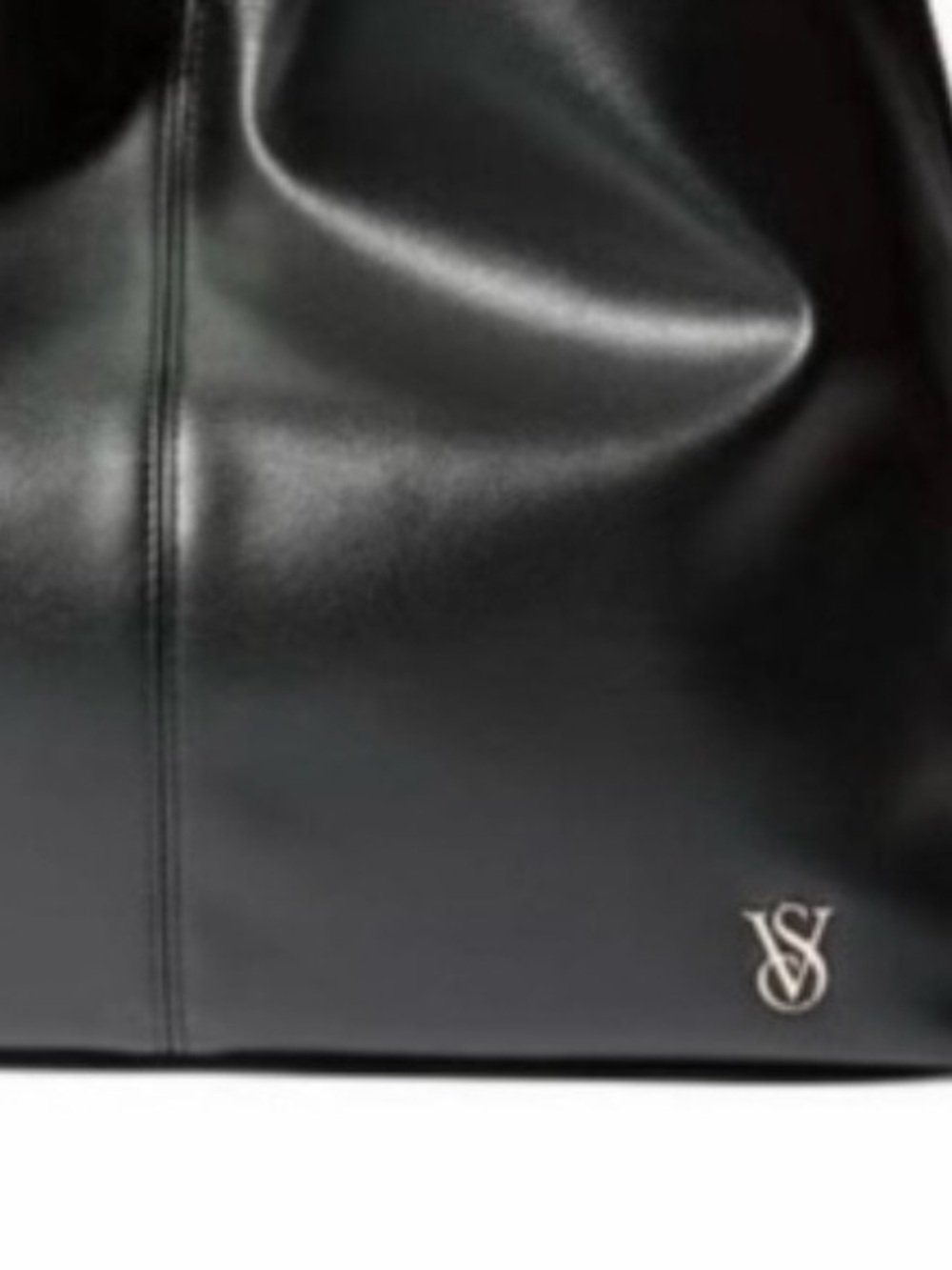 Victoria's Secret Black Faux Leather Hobo Shoulder Bag - Picture 3 of 3